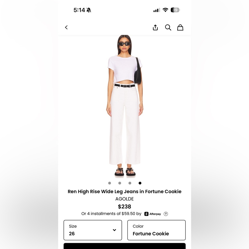 Agolde Ren High Rise Wide Leg Jean in Fortune Cookie